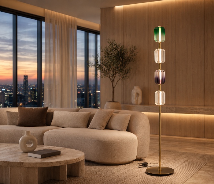 Stacked Geometric Crystal Floor Lamp