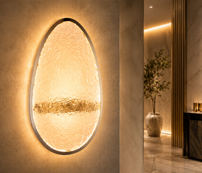 Glowing Textured Oval Sconce