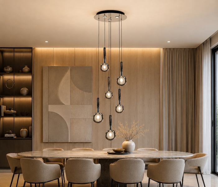 Modern Smoked Glass Multi-Pendants