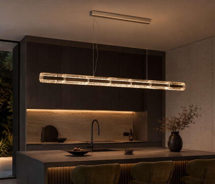 Linear Textured Glass Cylinder Pendant